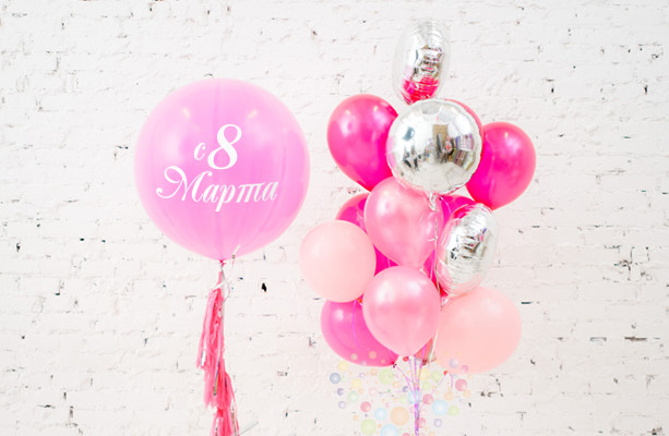 Воздушный шар Композиция "Розовый тюльпан"