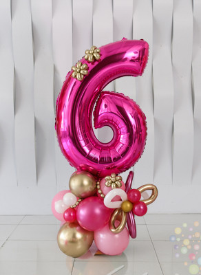Воздушные шары Стойка с цифрой "Pink Party"
