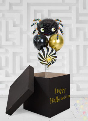 Воздушные шары Коробка черная "Happy Halloween"