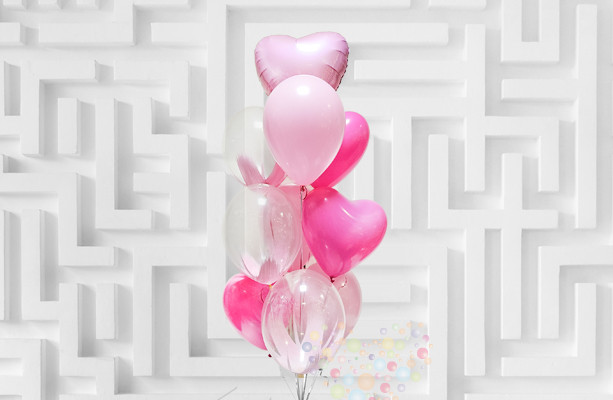 Воздушный шар Букет "Amore" нежно-розовый