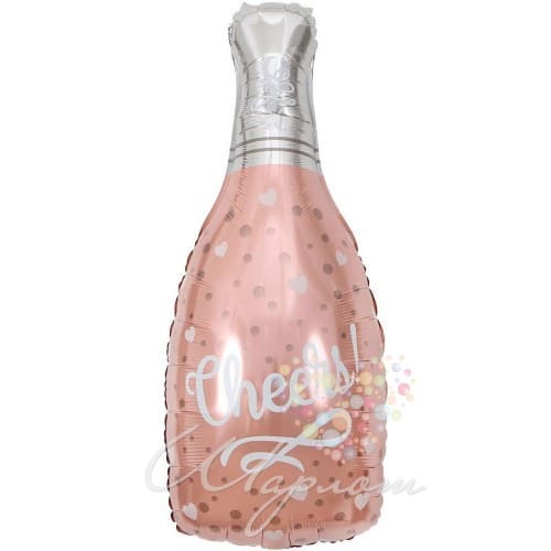 Бутылка шампанского «Конфетти сердец», розовое Золото