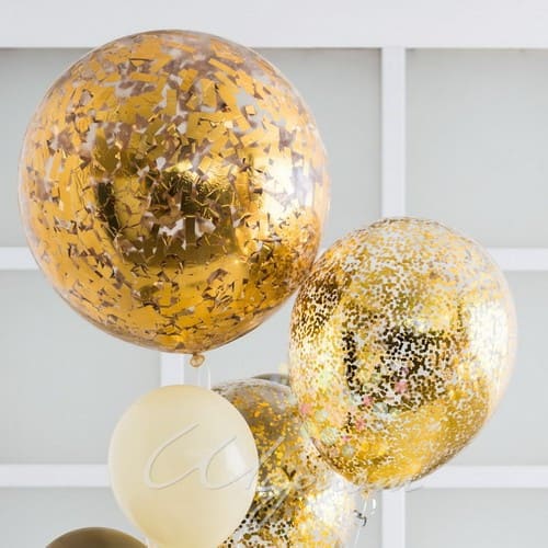 Большой шар XL с золотым конфетти