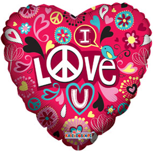 Воздушный шар Сердце "Я люблю тебя" (Любовь и Мир)