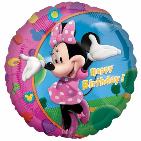 Воздушный шар Круг "С Днём рождения!" Минни Маус