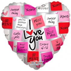 Воздушные шары Сердце "Я люблю тебя" (Любовные послания)