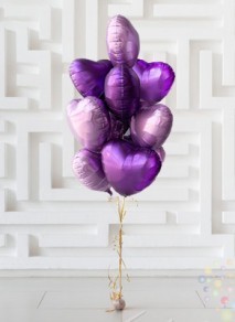 Воздушные шары Букет сердец "Фиалковая нежность"