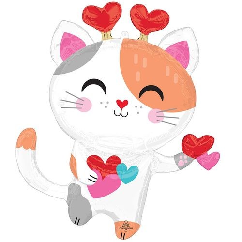 Воздушный шар Фигура "Кот с сердцами-антенками"