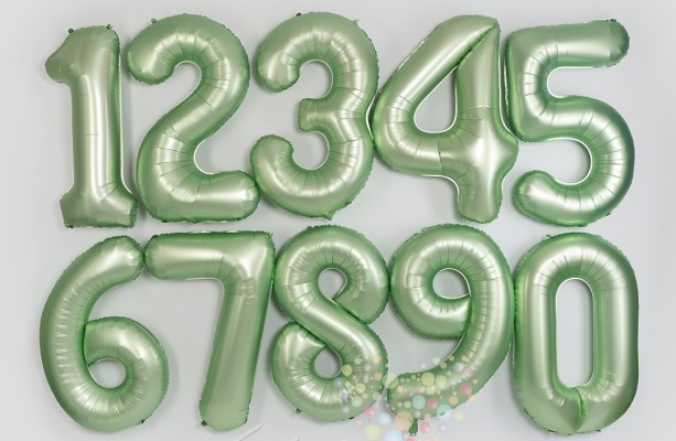 Воздушный шар Шар-цифра Авокадо Сатин (на выбор)