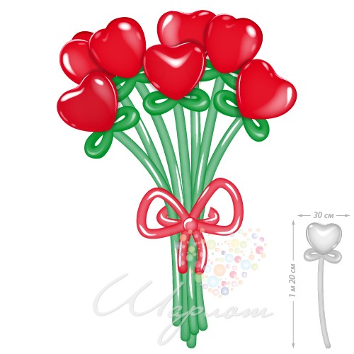 Воздушный шар Цветы-сердечки из воздушных шаров