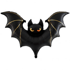 Воздушные шары Фигура Мышь летучая черная с золотом