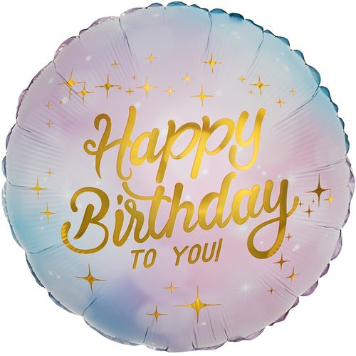 Воздушный шар Круг "Happy Birthday, Сиреневый Градиент"