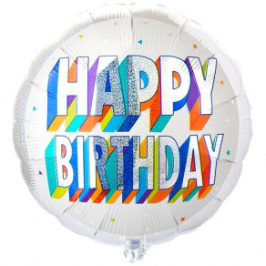 Воздушные шары Круг "HB Надпись ретро, голография"