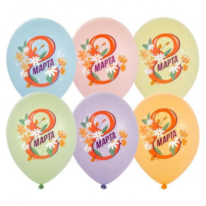 Воздушные шары Шарики под потолок "Оранжевый 8 Марта, Цветы"