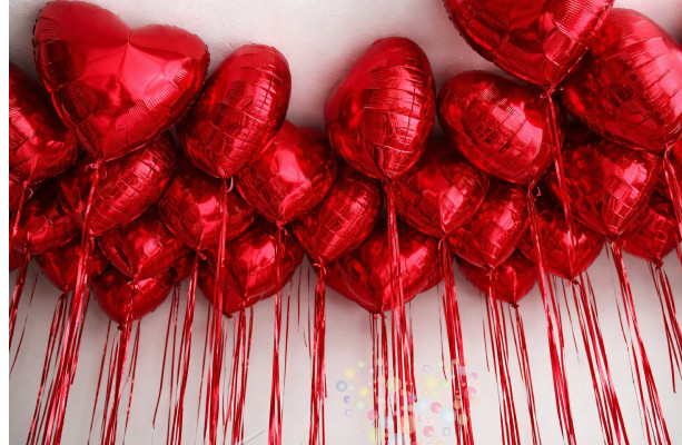 Воздушный шар Набор шаров под потолок "Сердца алые 30 штук"
