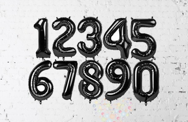 Воздушный шар Шар-цифра Черный Блеск (на выбор)