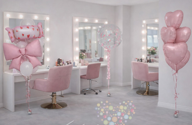 Оформление салона красоты сетом из шаров "Зефирная весна"