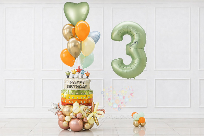 Воздушный шар Сет "Торт со свечками на день рождения"