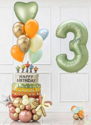 Воздушные шары Сет "Торт со свечками на день рождения"
