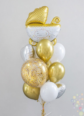Воздушные шары Букет "Золотая колыбель для малыша"