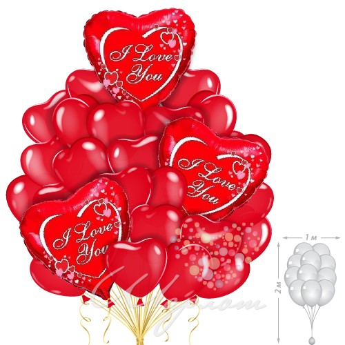 Воздушный шар Букет "Люблю всем сердцем"