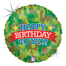 Воздушный шар Круг "С днем рождения" (Камуфляж)