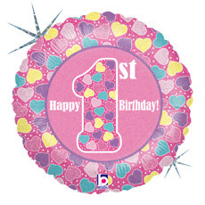 Воздушный шар Круг "Первый День рождения девочки"