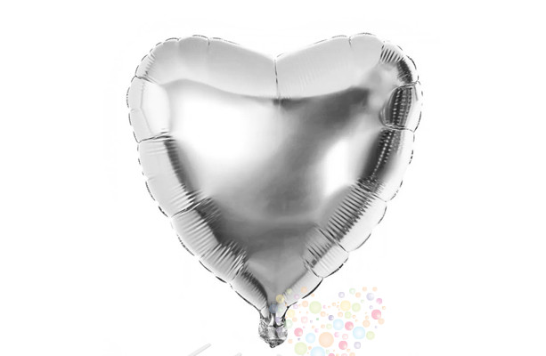 Воздушный шар Сердце Серебряное большое