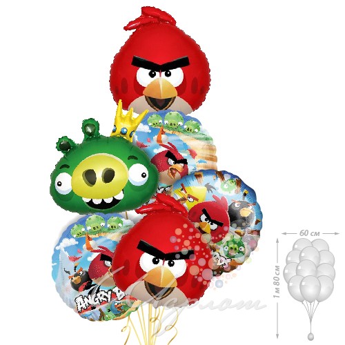 Воздушный шар Букет "Компания Angry birds"