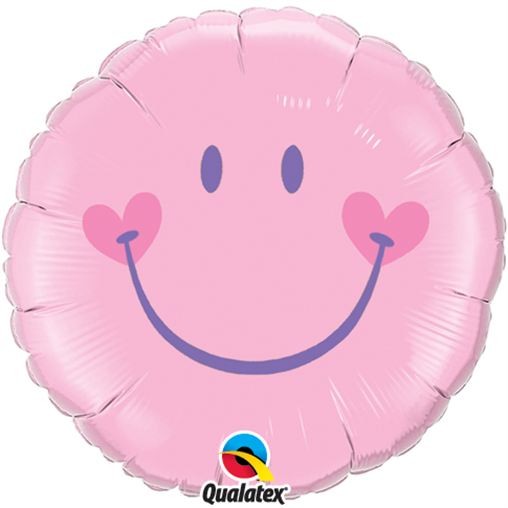 Воздушный шар Круг "Улыбка с сердечками" (Розовая)