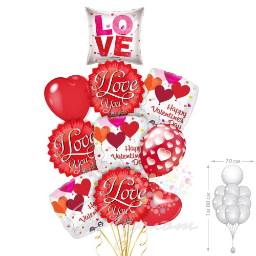 Воздушный шар Букет "С днем Св.Валентина!"