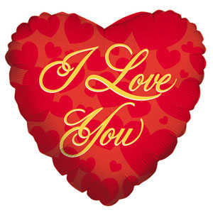 Воздушный шар Сердце "Я тебя люблю"(золотая надпись)