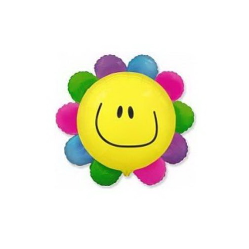 Воздушный шар Цветочек улыбающийся радужный