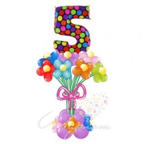 Воздушные шары Композиция "Яркая дата с цветами"