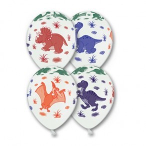 Воздушные шары Шар с принтом "Динозаврики" (белые)