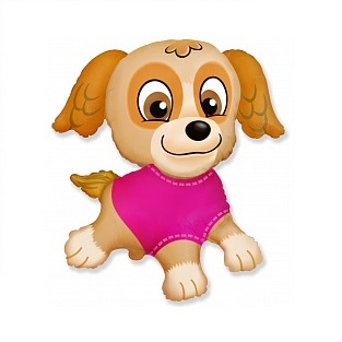 Воздушный шар Веселый щенок в розовом