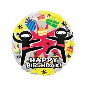 Воздушные шары Круг "С днем рождения" Ниндзя