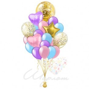 Воздушные шары Букет "Настроение-нежность"(с конфетти L и XL) 