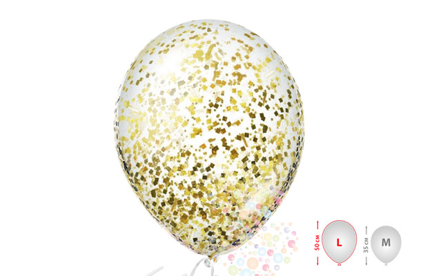 Воздушный шар Шарики прозрачные с золотым конфетти (размер L)