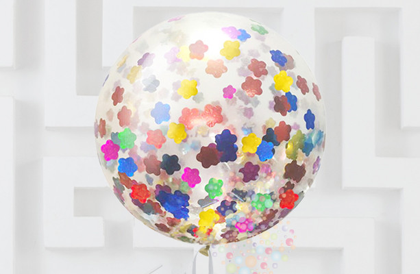 Воздушный шар Большой шар XL с разноцветным конфетти "цветочки"