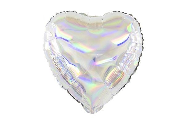 Воздушный шар Сердце Перламутровый блеск Серебро