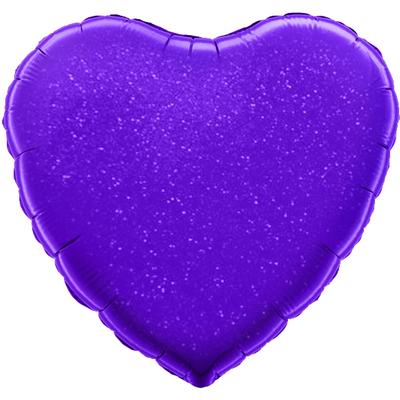 Воздушный шар Сердце Фиолетовое голографическое