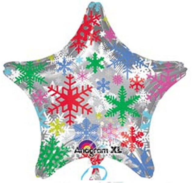 Воздушный шар Звезда "Новогодние снежинки"