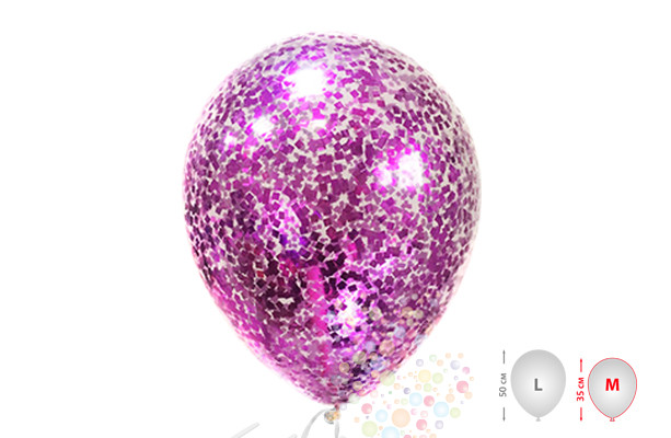 Воздушный шар Шарики прозрачные с ярко-розовым конфетти (размер М)