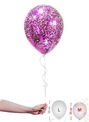 Воздушные шары Шарики прозрачные с ярко-розовым конфетти (размер М)