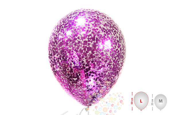 Воздушный шар Шарики прозрачные с ярко-розовым конфетти (размер L)