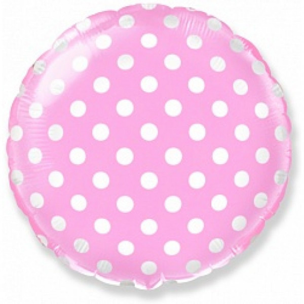 Воздушный шар Круг ''Горошек'' розовый
