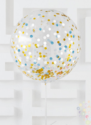 Воздушные шары Большой шар XL с конфетти "микс кружков"