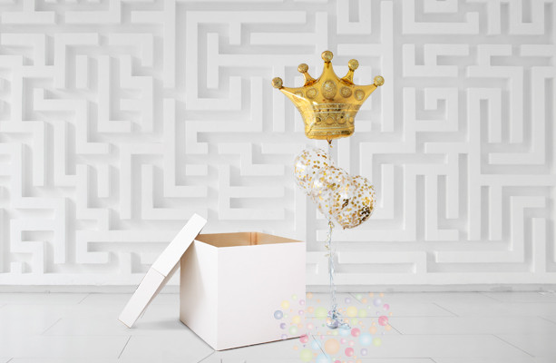Воздушный шар Коробка-сюрприз с наполнением "Королевский сюрприз"