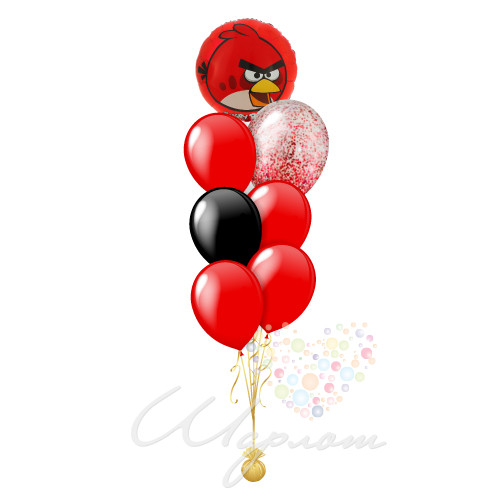 Воздушный шар Фонтанчик "Angry Birds с красной птичкой"