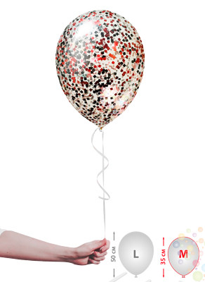 Воздушные шары Прозрачные шарики с конфетти "микс квадратиков" (размер М)